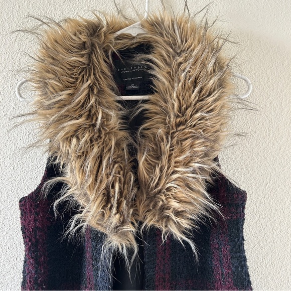 Sanctuary Tweed Faux Fur Tunic Vest XSmall Preppy Chic Layer Cozy - Picture 4 of 12